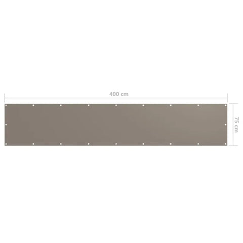 Waterproof Balcony Privacy Screen 75 x 400 cm – Taupe Oxford Fabric Windproof Balcony Fence Cover with Aluminium Eyelets & Fixing Rope