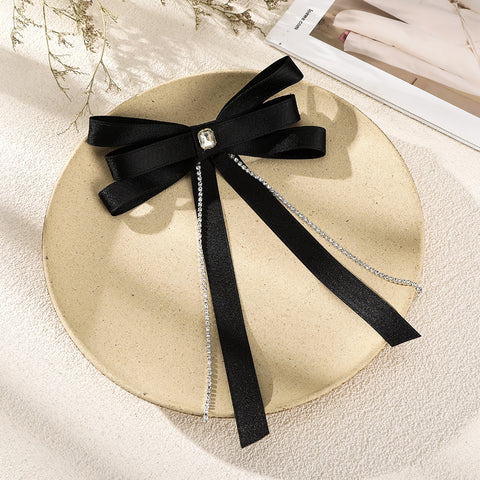 Bow Pearls Chain Barrettes Hairpin