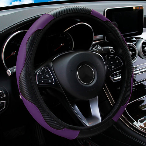 PU Carbon Fiber Leather Car Steering Wheel Cover