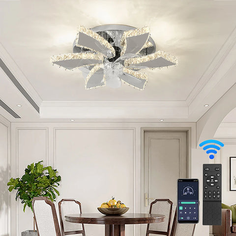 Luxora Beam Luxury Crystal Ceiling Fan