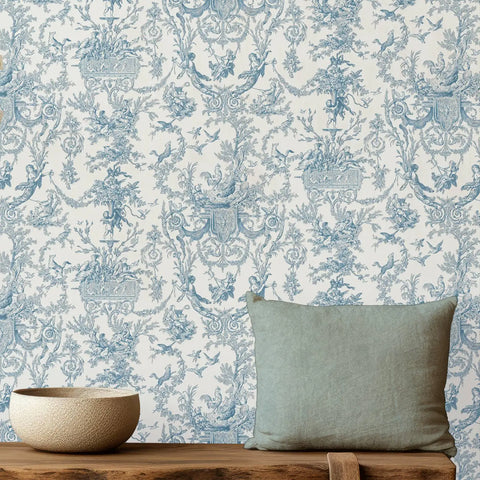 Classic Blue Toile Wallpaper