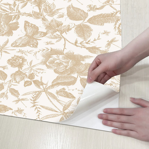 Gold Butterfly Leaf Wallpaper