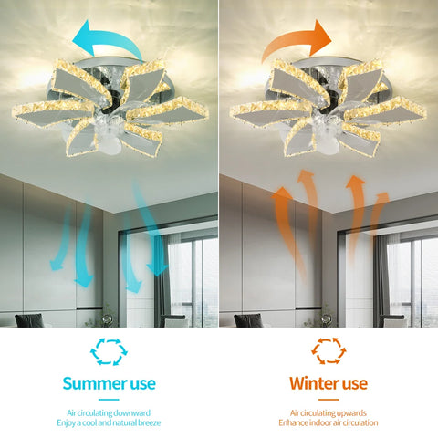 Luxora Beam Luxury Crystal Ceiling Fan