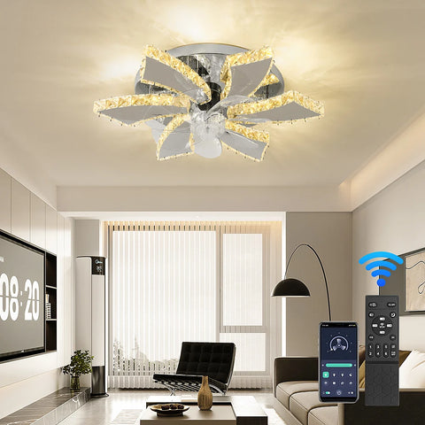 Luxora Beam Luxury Crystal Ceiling Fan