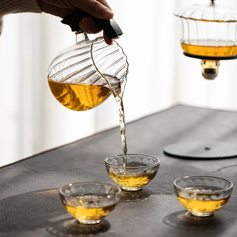 Blooming Brewscape: Creative Glass Teapot Set