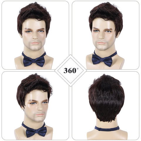 Natural Brown Men Hair Wig