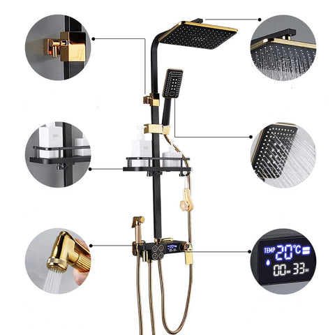 Smart Black Gold Shower Set