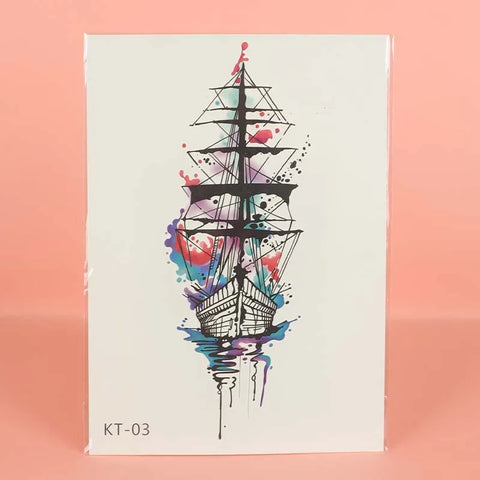Ship Temporary Tattoo Sticker