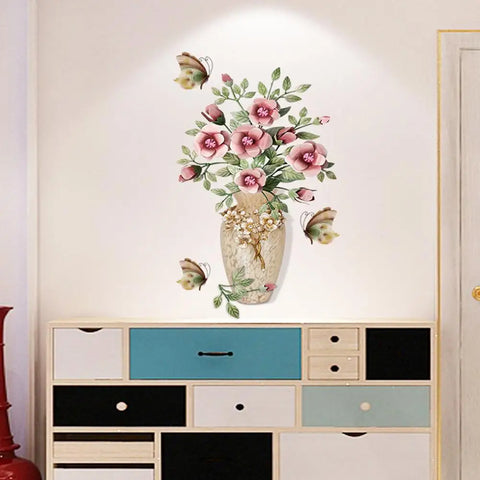 3d Flower Vase Wall Sticker