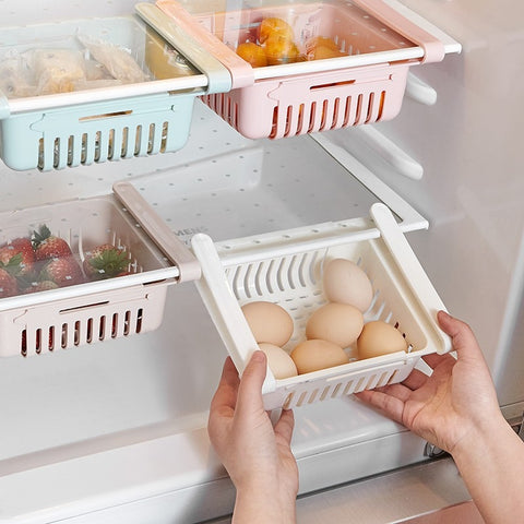 Plastic retractable Fridge Drawer Organizer