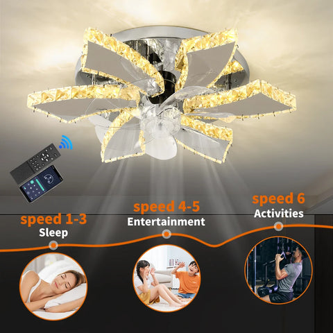 Luxora Beam Luxury Crystal Ceiling Fan
