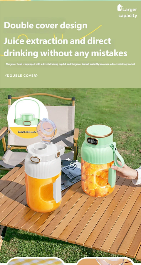 1200ML Portable Blender Bottle, USB Rechargeable Personal Smoothie Maker with 4 Stainless Steel Blades, Wireless Fruit Juicer Cup for Shakes, Smoothies & Protein Drinks