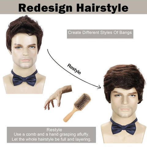 Natural Brown Men Hair Wig