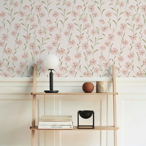 Pink Floral Peel And Stick Wallpaper