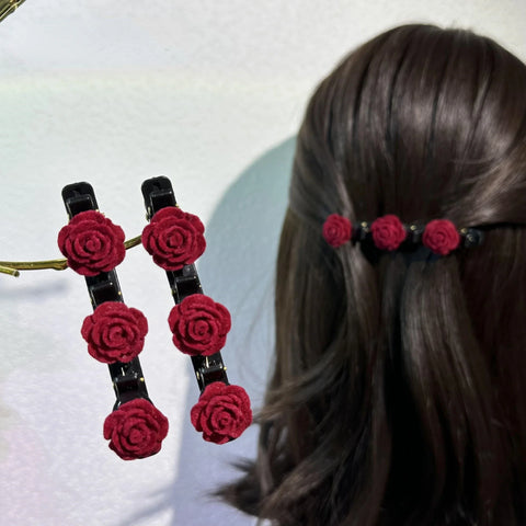 1PC Red Velvet Rose Hairpin