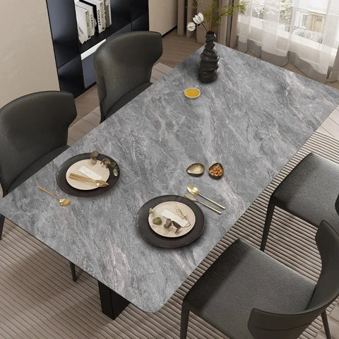 Pristine Snow Marble: Premium PVC Leather Dining Table Mats