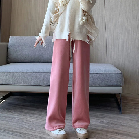 Warm Fleece Wide Leg Pants