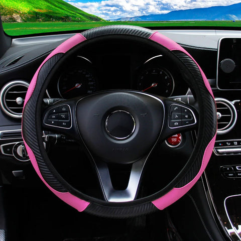 PU Carbon Fiber Leather Car Steering Wheel Cover