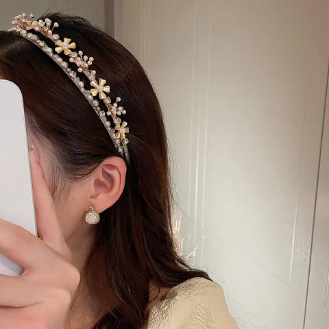 Crystal Pearl Flower Headband