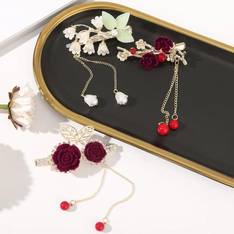 Red Rose Hair Pin