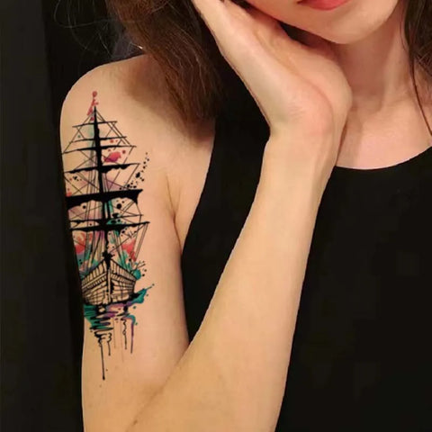 Ship Temporary Tattoo Sticker