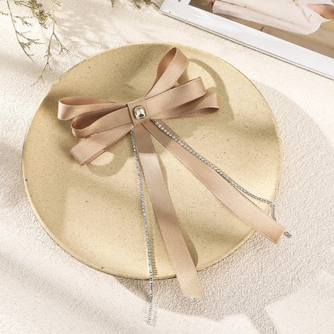 Bow Pearls Chain Barrettes Hairpin