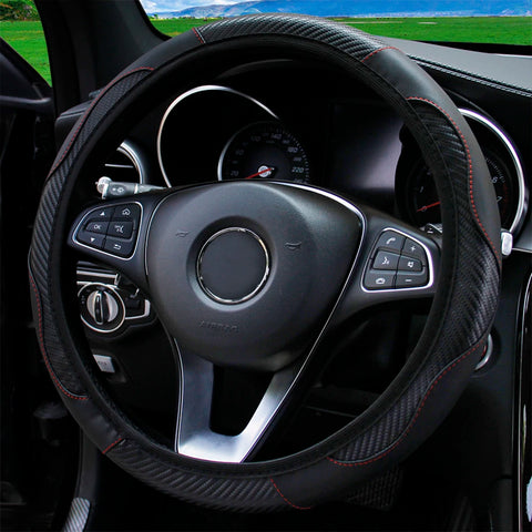 PU Carbon Fiber Leather Car Steering Wheel Cover