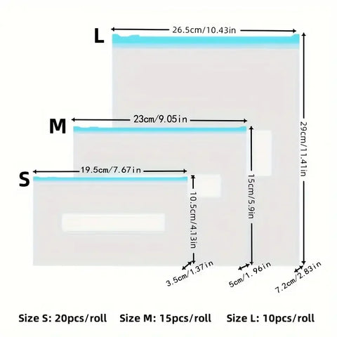 20/15/10PCS Zipper Storage Bag