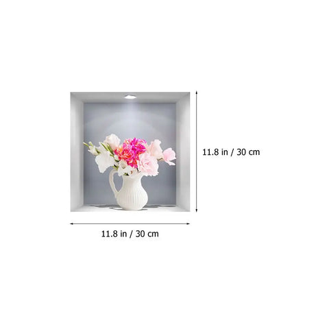 3PCS 3D Flower Vase Wall Stickers