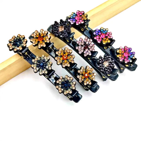 2PCS/Set Rhinestone Flowers Hair Clip