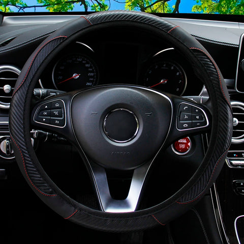 PU Carbon Fiber Leather Car Steering Wheel Cover