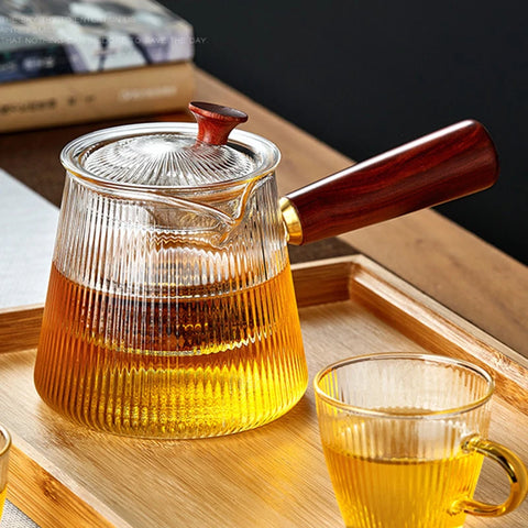 Sandalwood Serenity: Glass Teapot with Removable Infuser
