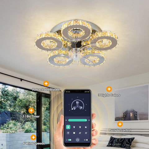 Luxora Beam Luxury Crystal Ceiling Fan