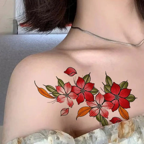 Red Flower Tattoo Sticker