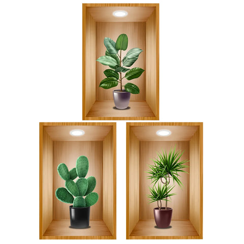 3Pcs Plants Wall Stickers