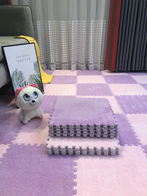 10PCS Soft Plush DIY Puzzle Floor Mat