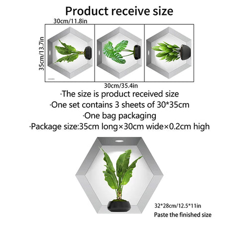 3PCS/Set 3D Plant Wall Stickers