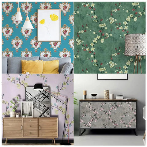 Floral Grey Peel and Stick Wallpaper