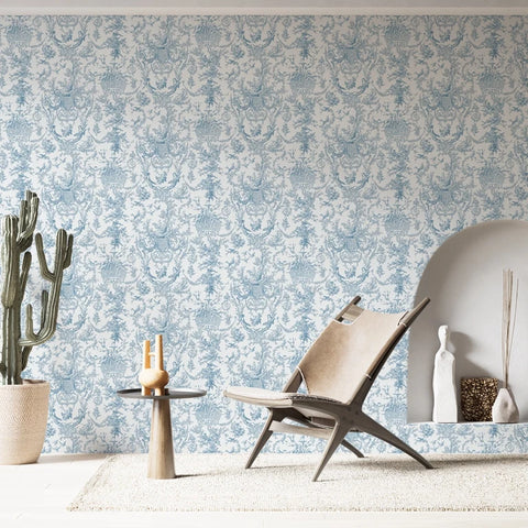 Classic Blue Toile Wallpaper