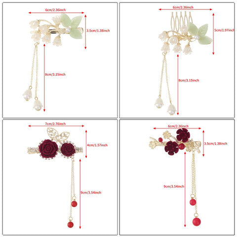 Red Rose Hair Pin