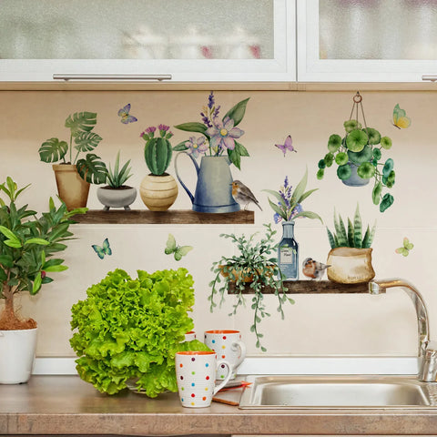 Cactus Potted Plants Wall Stickers