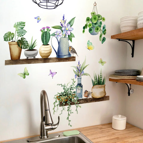 Cactus Potted Plants Wall Stickers