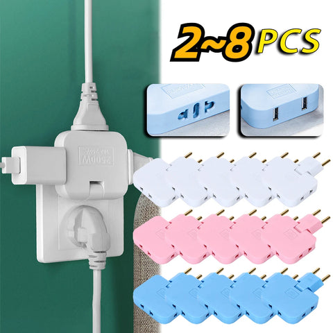 1-8PCS Foldable Adapter - EU Plug