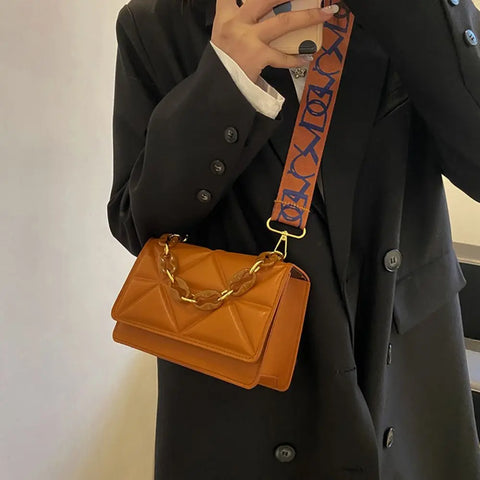 Urban Flair: Metal Chain Flap Crossbody