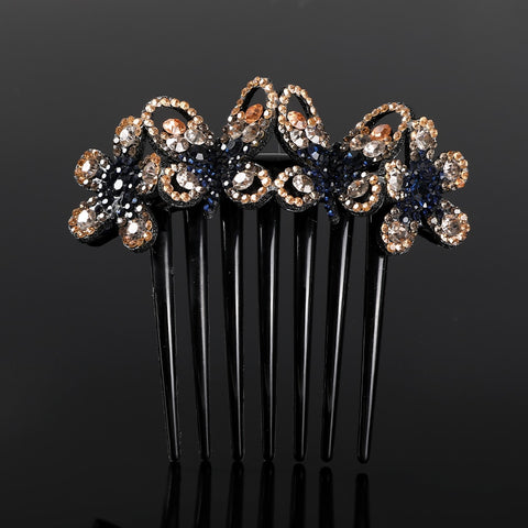 Crystal Rhinestones Flower Hair Comb Clip