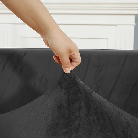 Black Velvet Sofa Seat Cushion Cover