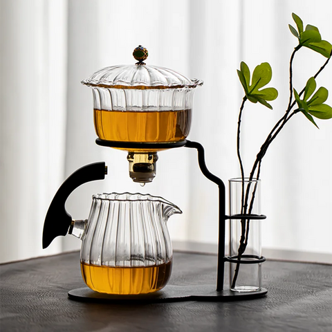Blooming Brewscape: Creative Glass Teapot Set