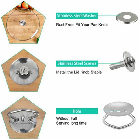 1/3PCS Stainless Steel Lid Knob