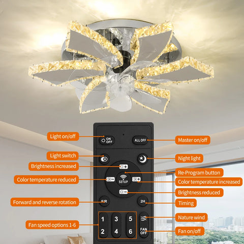 Luxora Beam Luxury Crystal Ceiling Fan