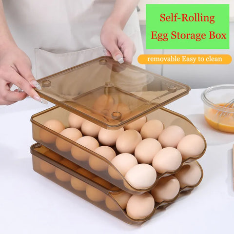 Self-Rolling Egg Storage Box
